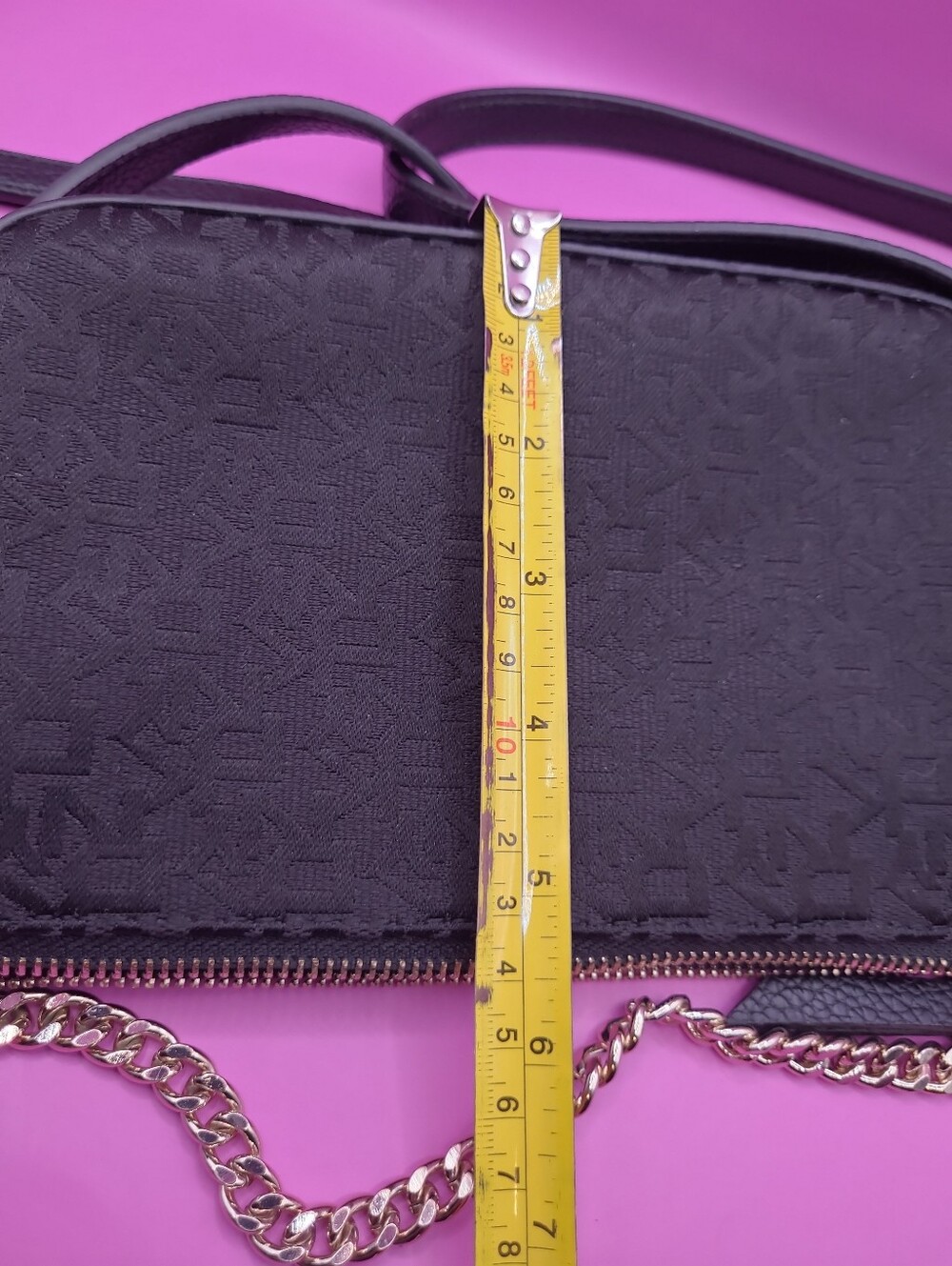 DKNY Bryant Park Small Crossbody Handbag Black Jacquard Monogram Logo Purse - Picture 9 of 9